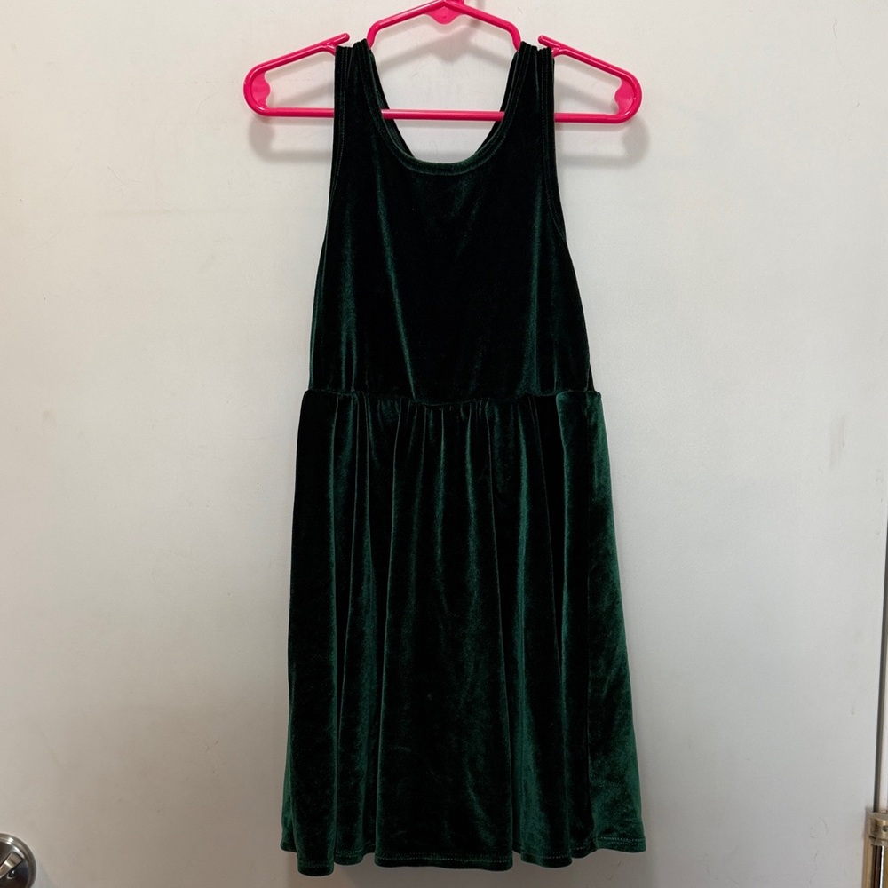 American Apparel Girls Velvet Tank Dress - Dark Green